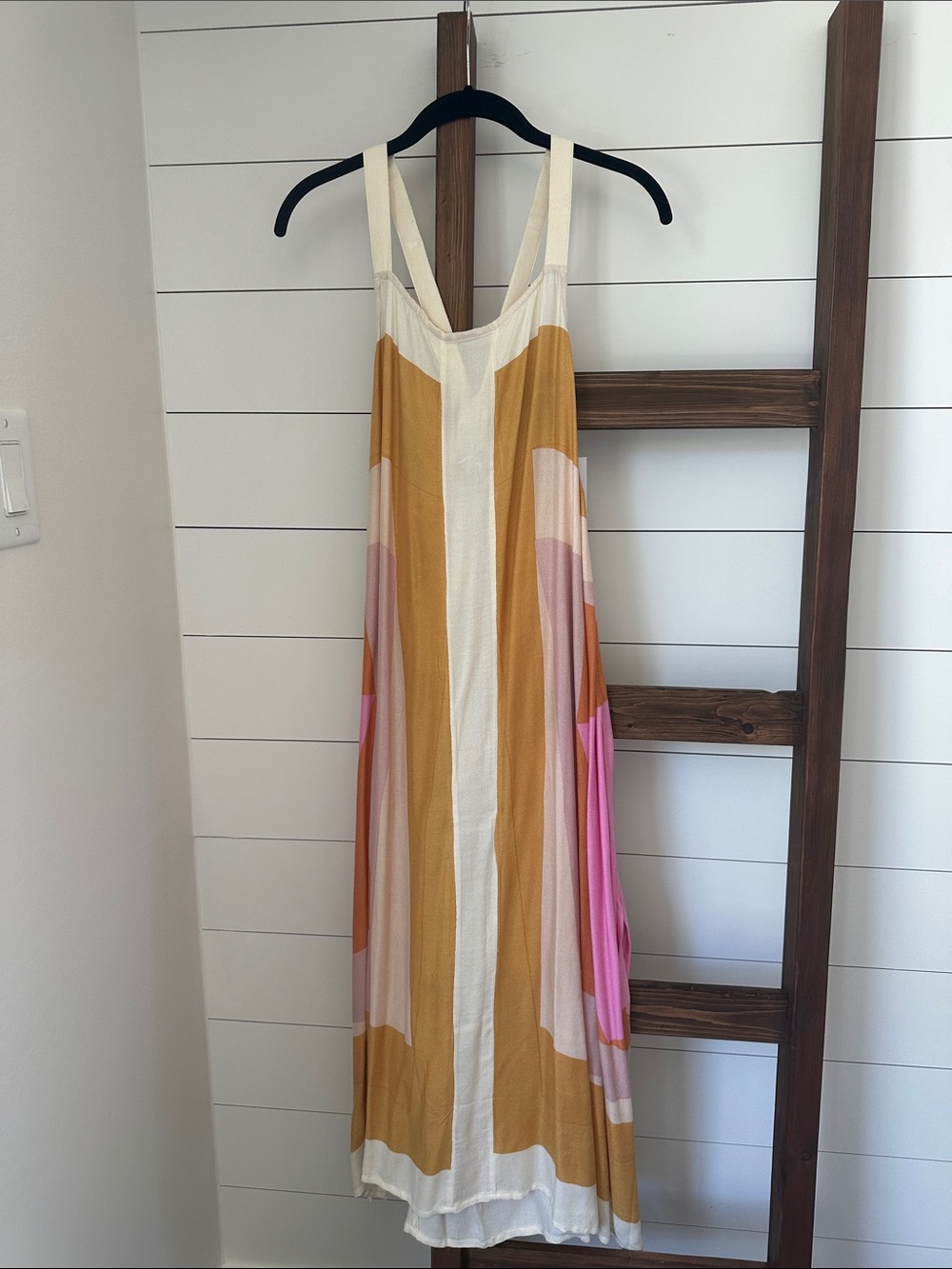 O'Neill Mustard, Pink and Cream Colorblock Maxi Dress NWT